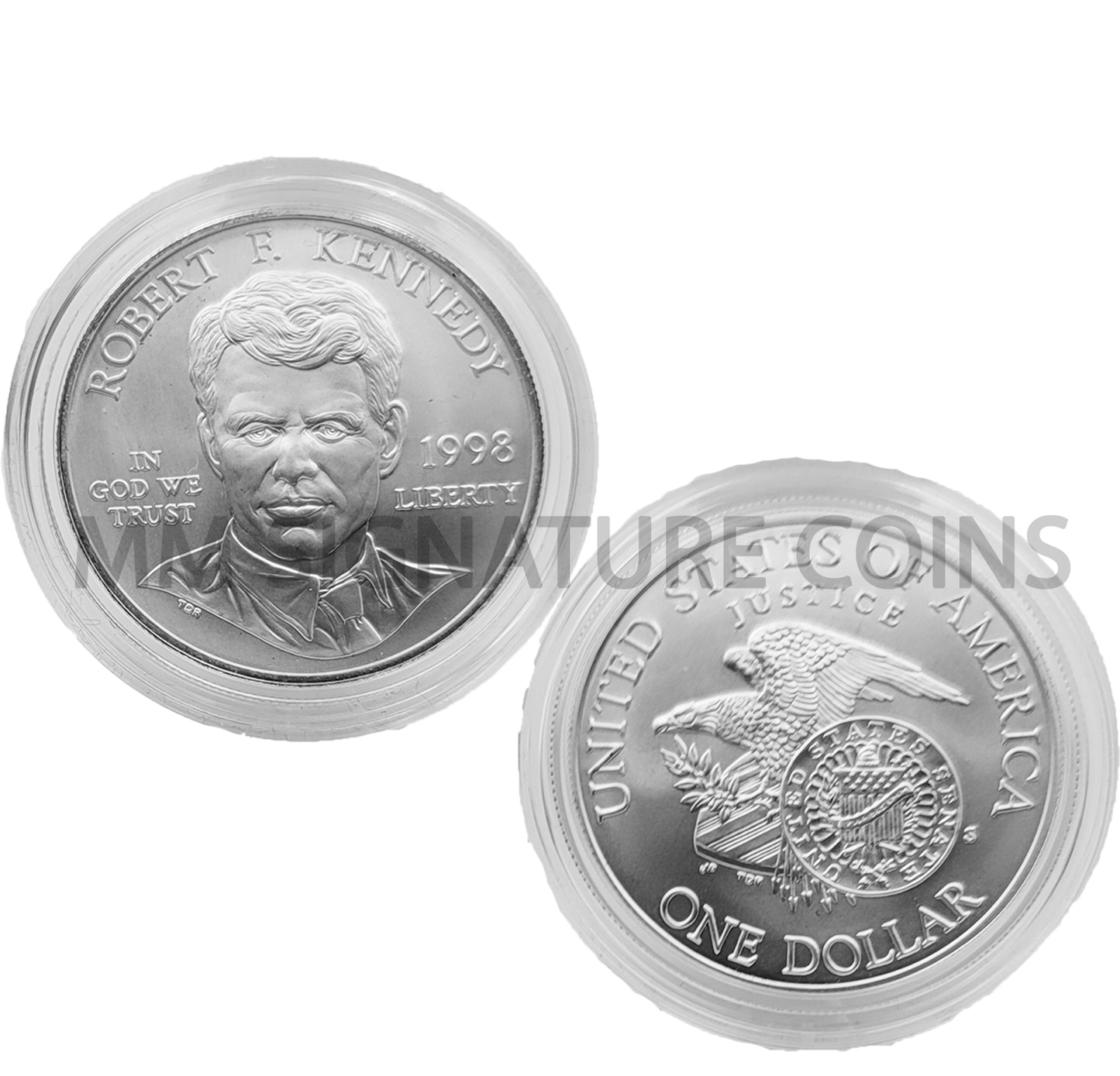1998 S Uncirculated Robert F. Kennedy Silver Dollar Set Matte Kennedy Half Dollar