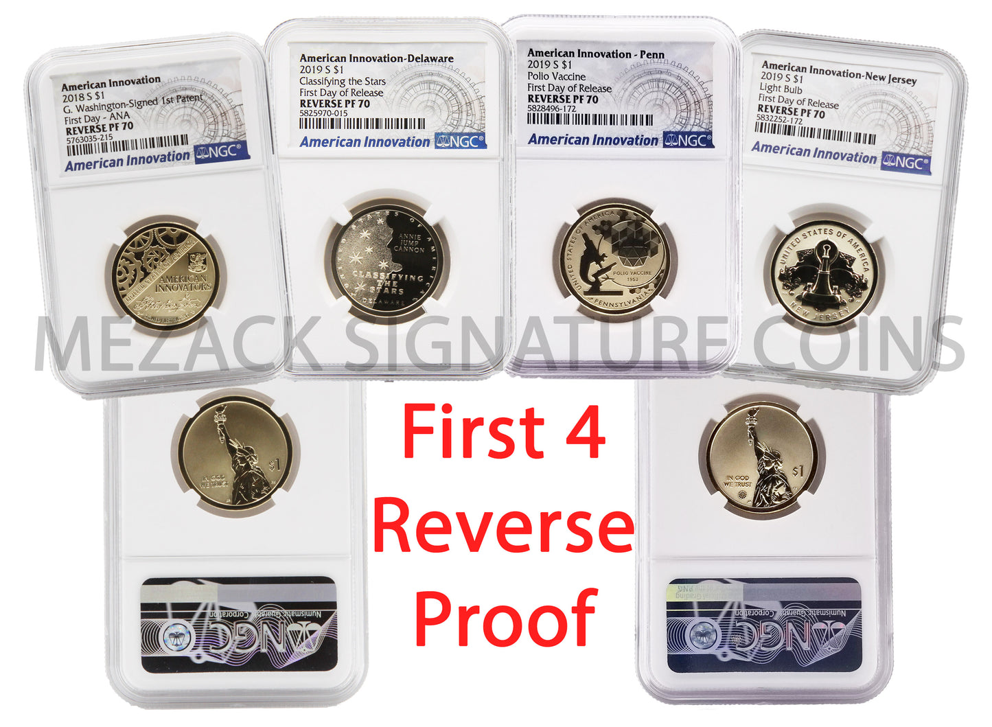 First 4 American Innovation Reverse Proof First Day of Release NGC Reverse PF70