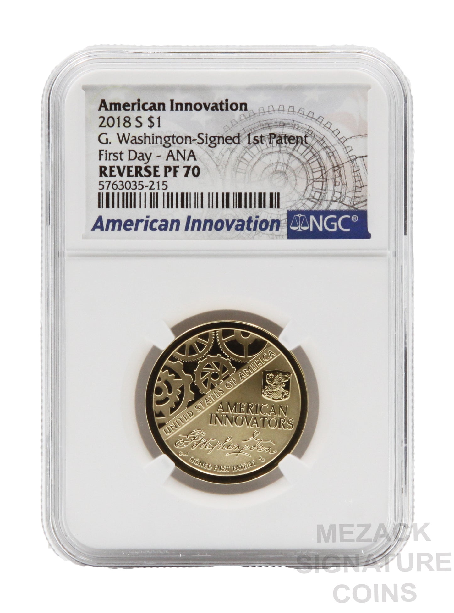 First 4 American Innovation Reverse Proof First Day of Release NGC Reverse PF70